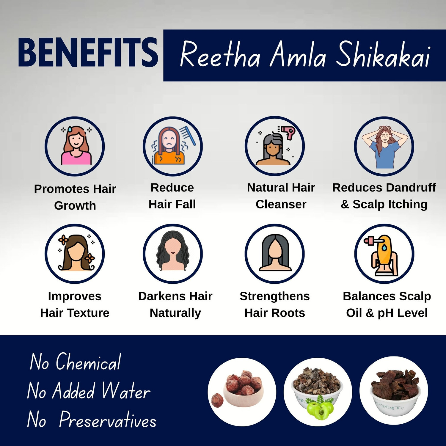 Image of BrijBooti Organic Reetha Amla Shikakai Combo Pack For Dry Hair (Raw Form) -200gm Each