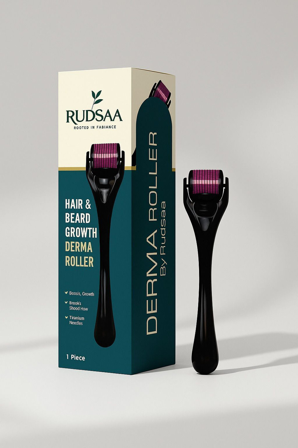 Image of Rudsaa Derma Roller 0.5mm for Face, Hair & Beard Growth | 540 Titanium Microneedle Tool
