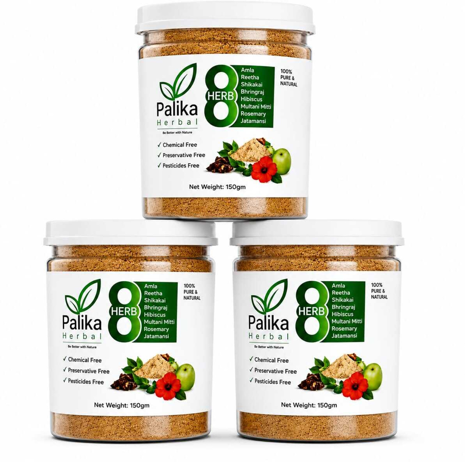 Image of Palika Herbal Amla Reetha Shikakai Bhringraj Hibiscus Rosemary & Methi Natural Shampoo Powder