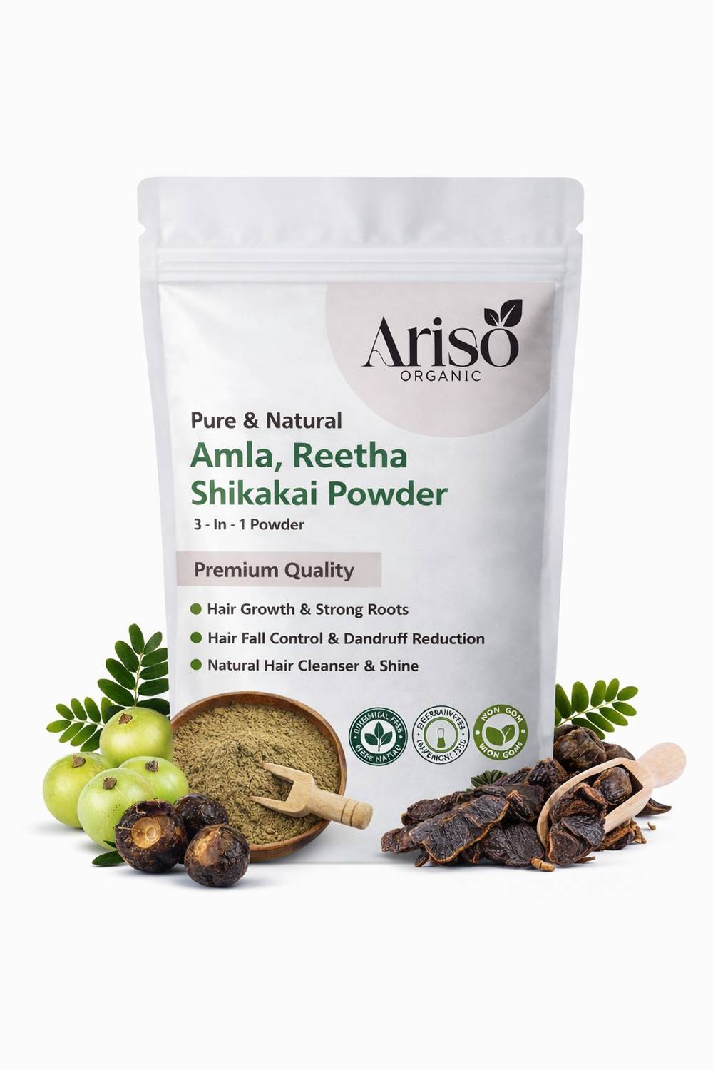 Ariso Organic Amla Reetha Shikakai Powder | Nature Hair Shampoo for Hair Growth & Dandruff