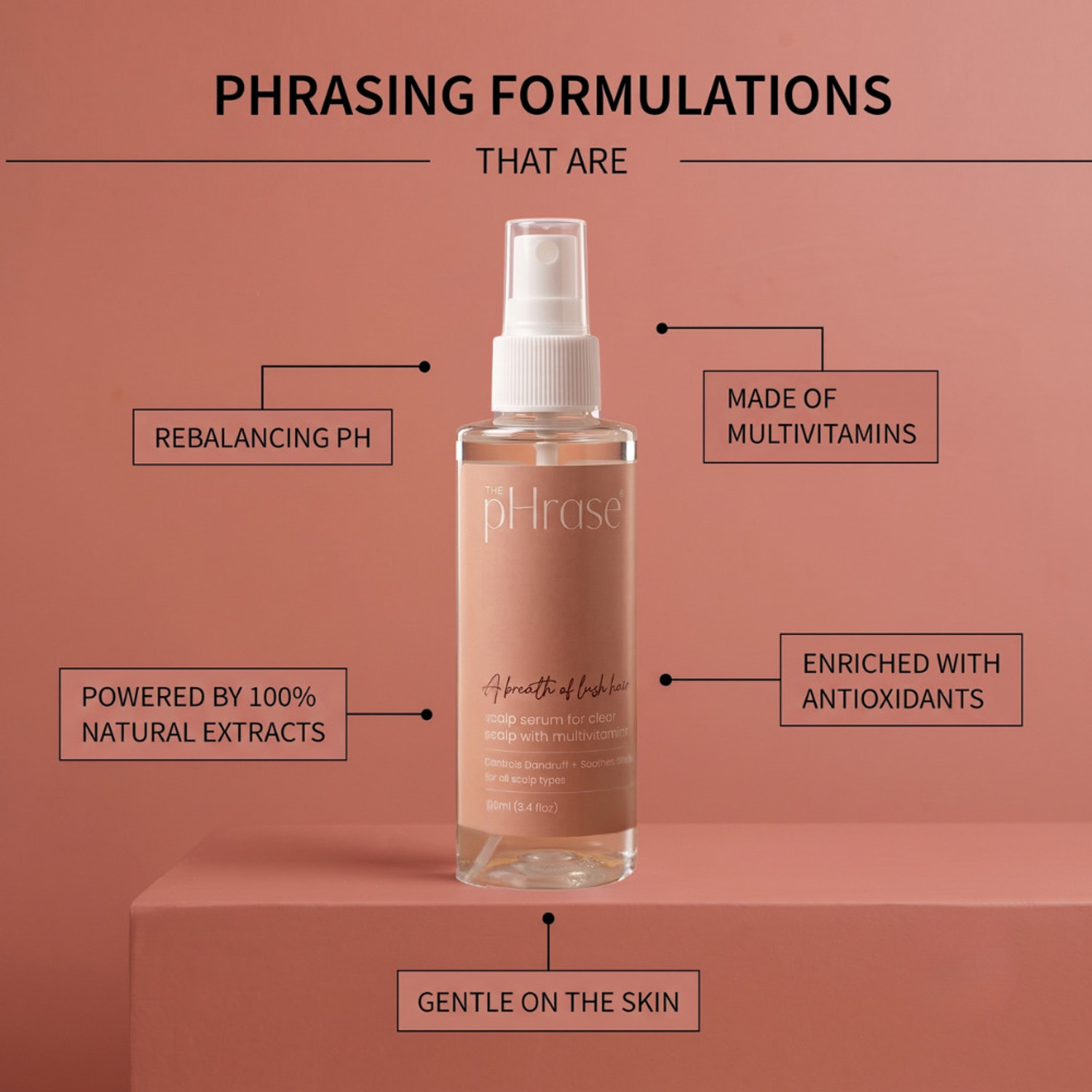 Image of the pHrase Anti Dandruff Scalp Serum for Itchy Scalp- Salicylic Acid, Natural Multivitamin