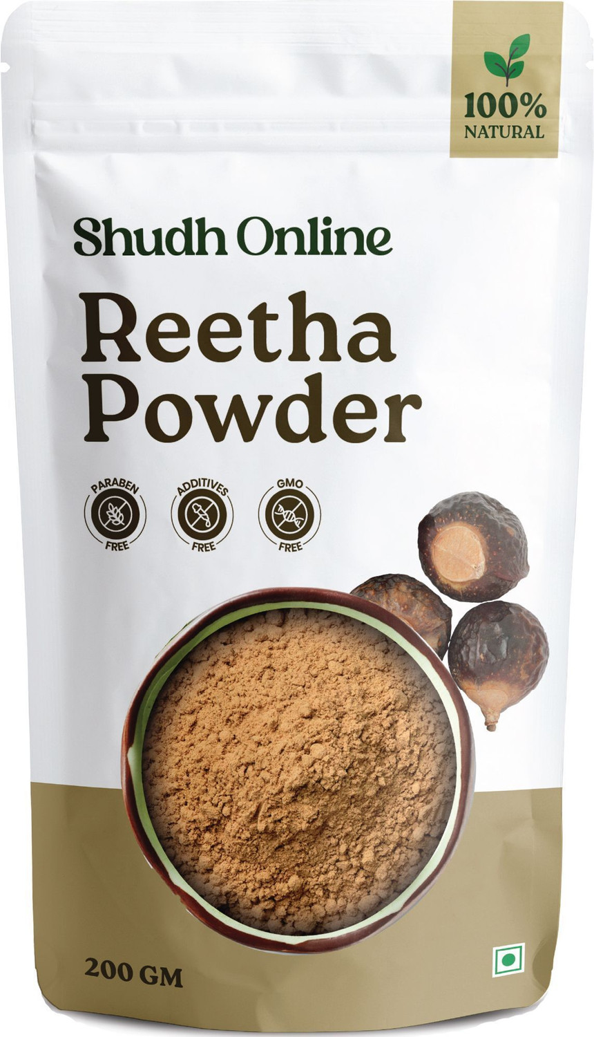 Image of Shudh Online Reetha Powder for Hair Growth Organic Seedless Soapnut Powders Kunkudukayalu