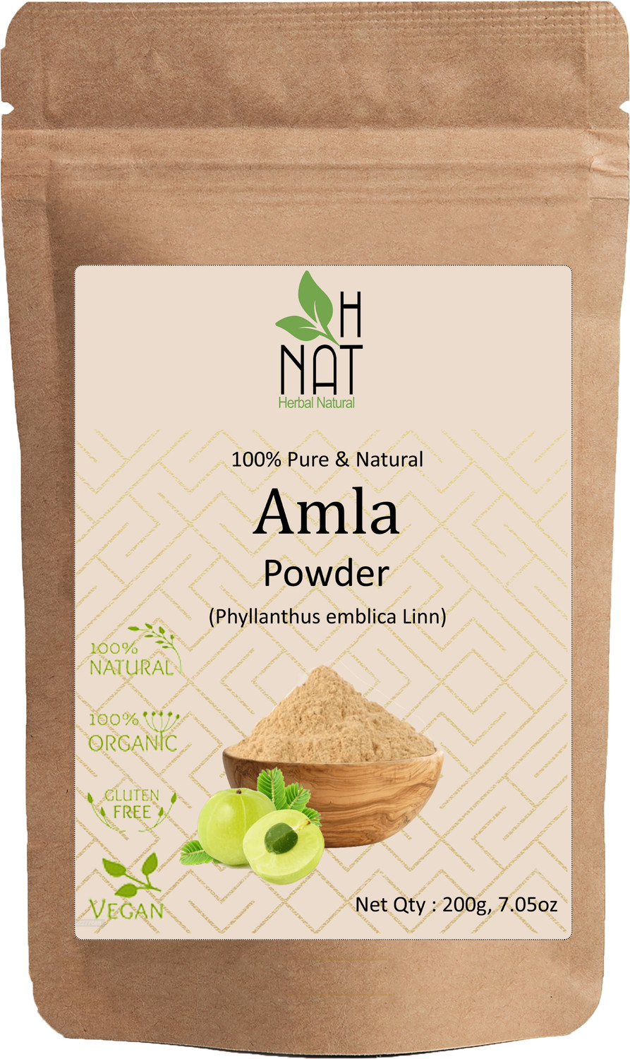 Image of H NAT Amla Powder For Hair Care & Anti Aging Effects (100% Natural)