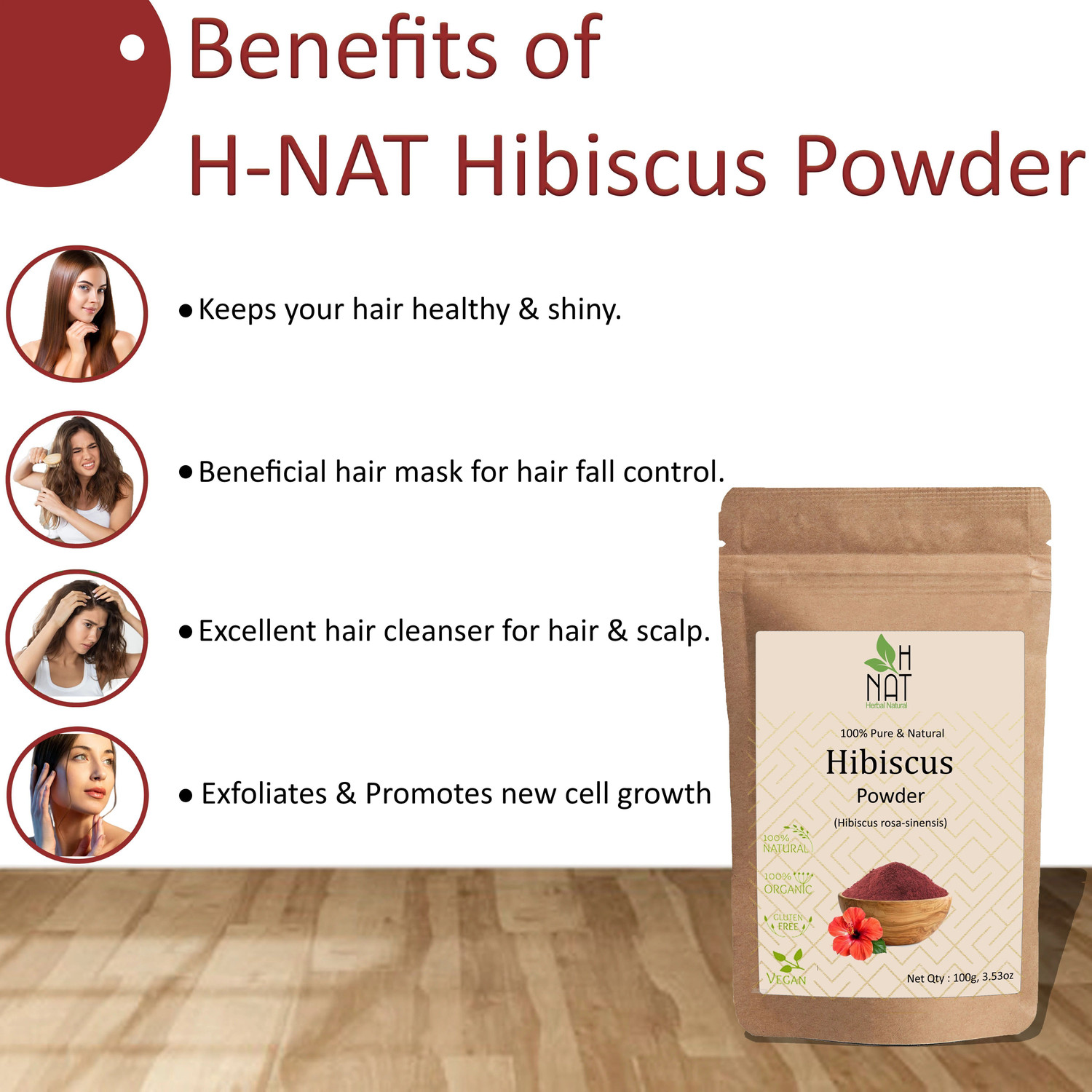 Image of H NAT Amla, Reetha, Shikakai, Bhringraj Powder - Hair Pack Combo Pack