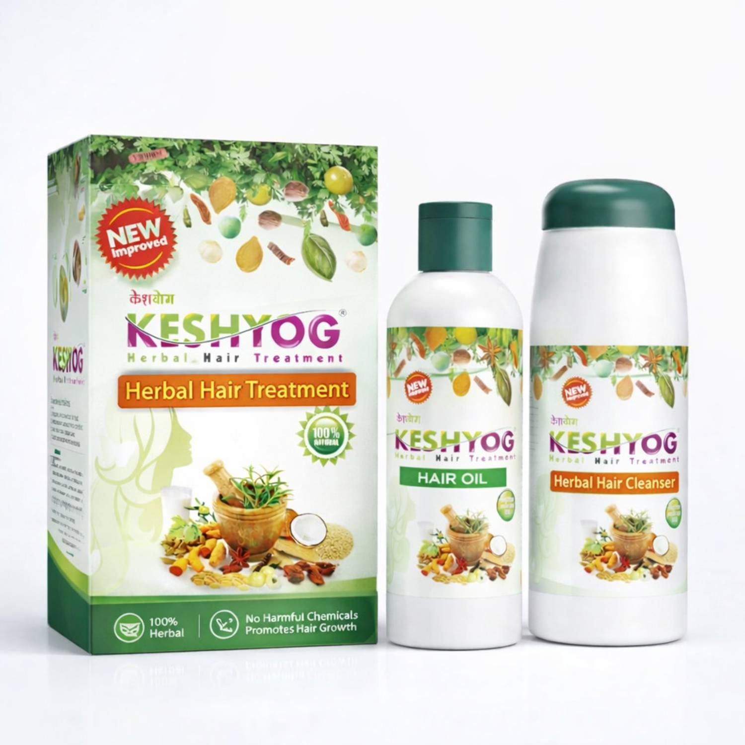 appleveda Keshyog Herbal Hair Care Kit | Powder Shampoo & Hair Oil Combo Hair Care