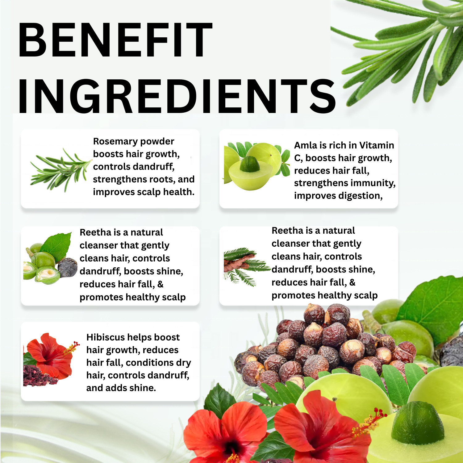Image of Desi Goodness Rosemary Hibiscus Amla Reetha Shikakai Hair Growth Powder Pack (50g x5) (250 g)