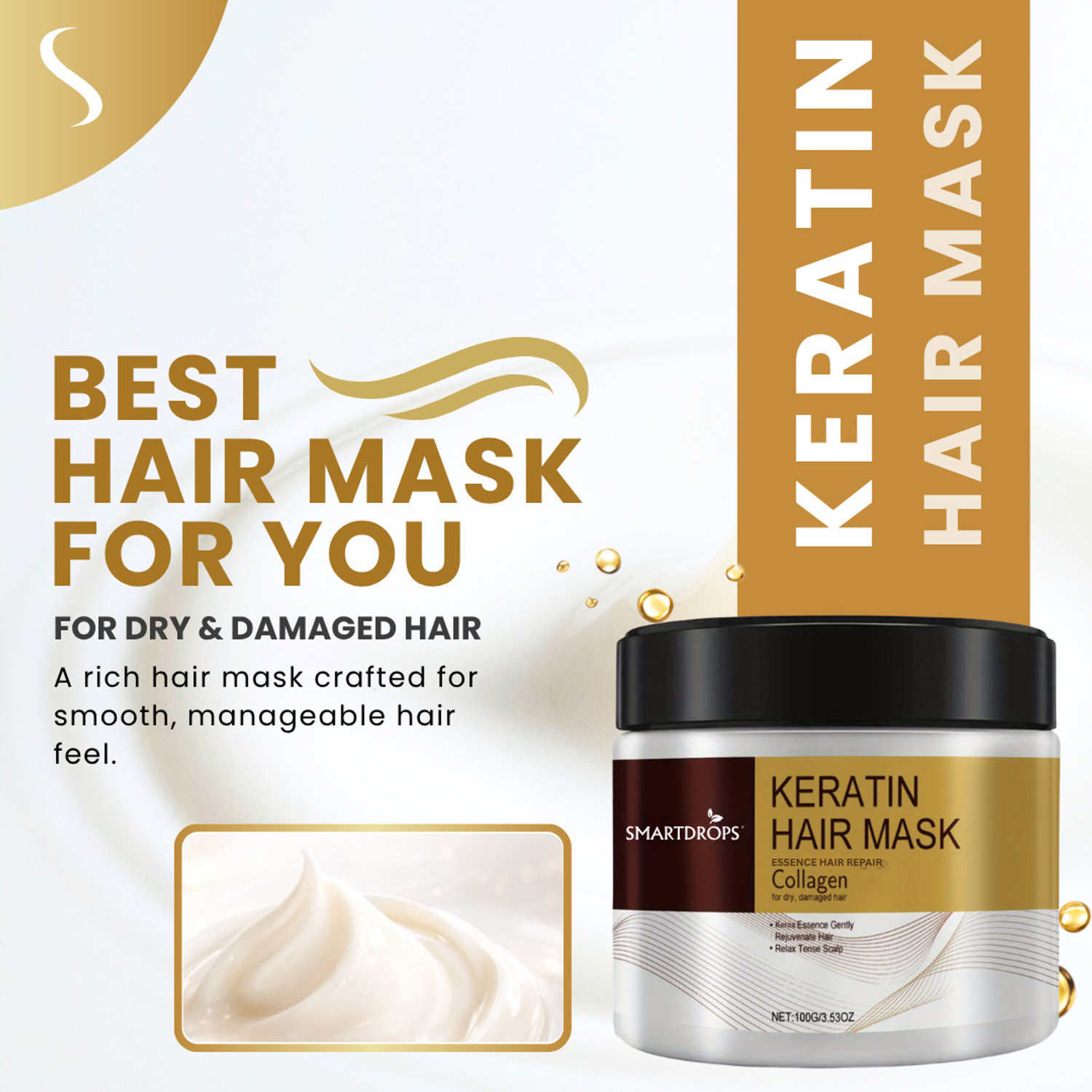 Image of smartdrops Keratin Hair Treatment Mask For Dry & Damaged Hair | Hair Mask |