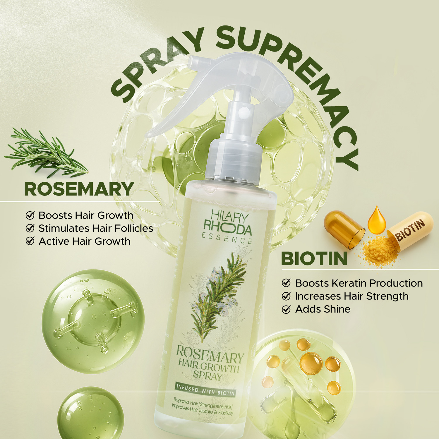 Image of Hilary Rhoda Rosemary Hair Growth Spray | 100% Natural Spray | Hair Thickening Spray