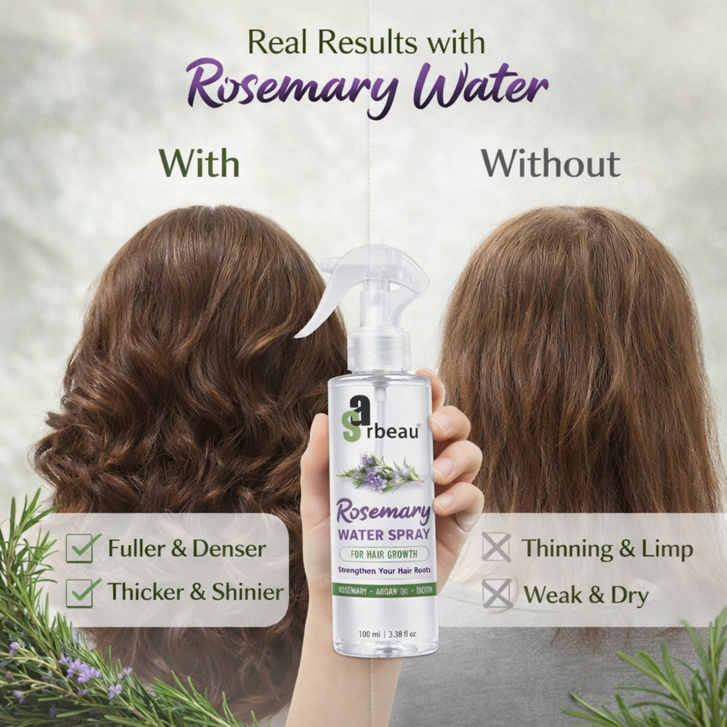 Image of Sarbeau Rosemary Water Spray for Hair Growth with Biotin and Argan 191