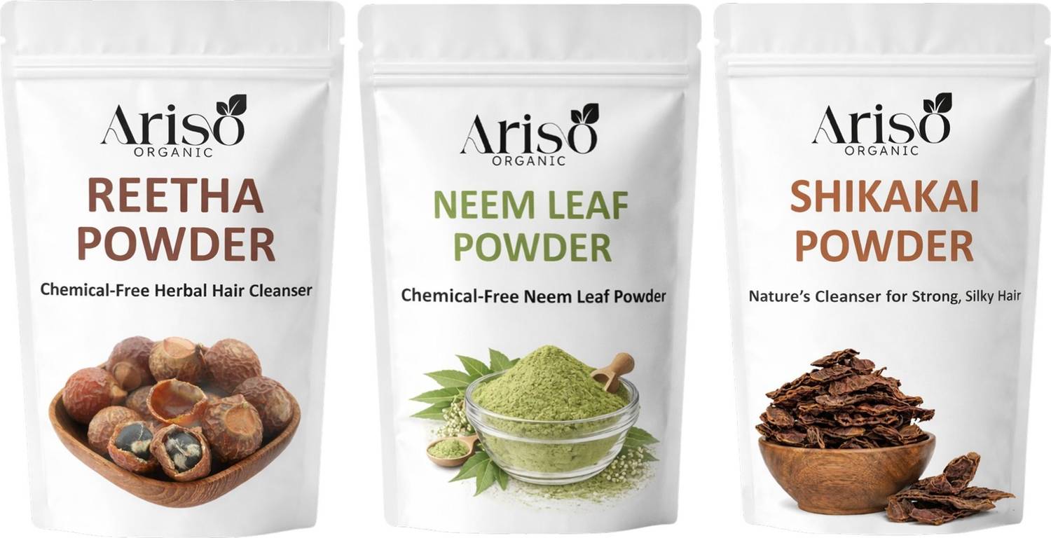 Ariso Organic Herbal Hair Cleanser | Reetha Neem Shikakai Powder | 100% Natural