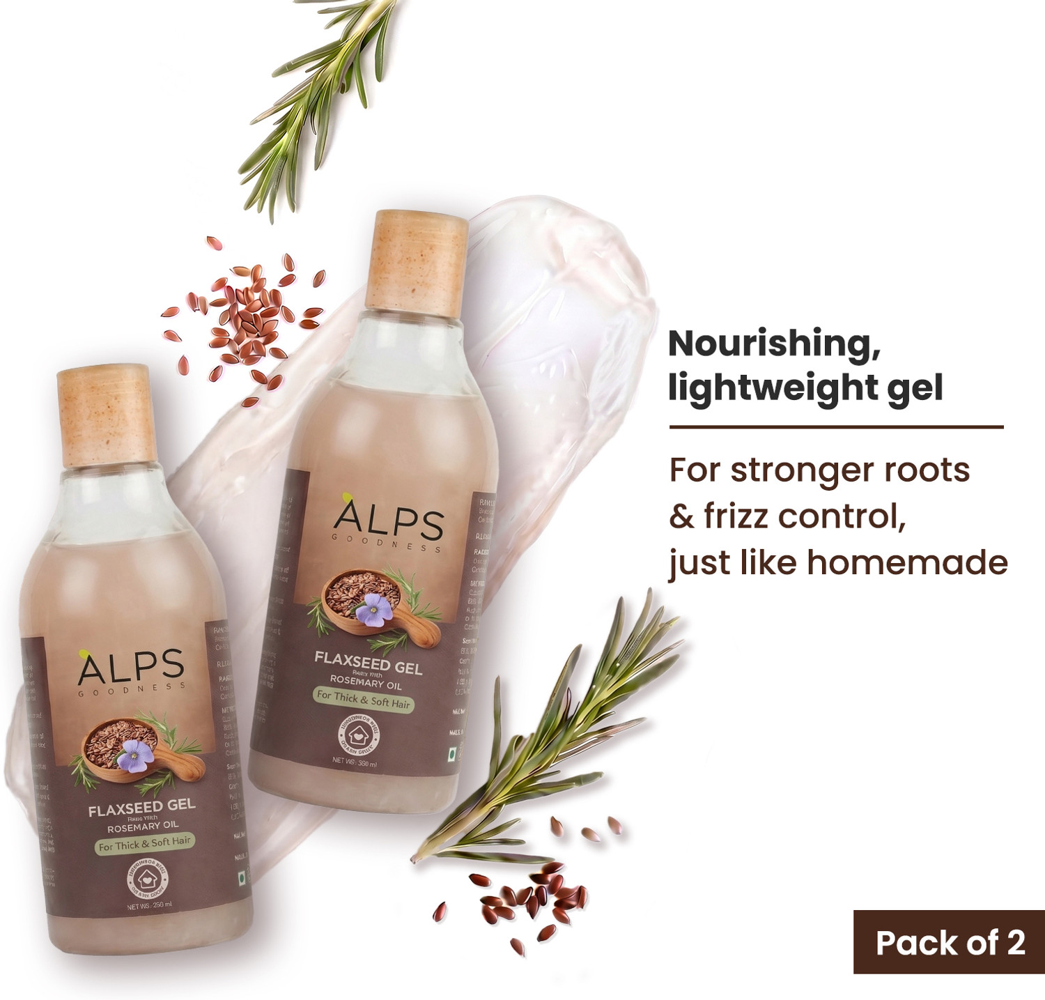 Image of Alps Goodness Rosemary, Hibiscus & Flaxseed Hair Gel | Hair Mask for Strong & Soft Hair