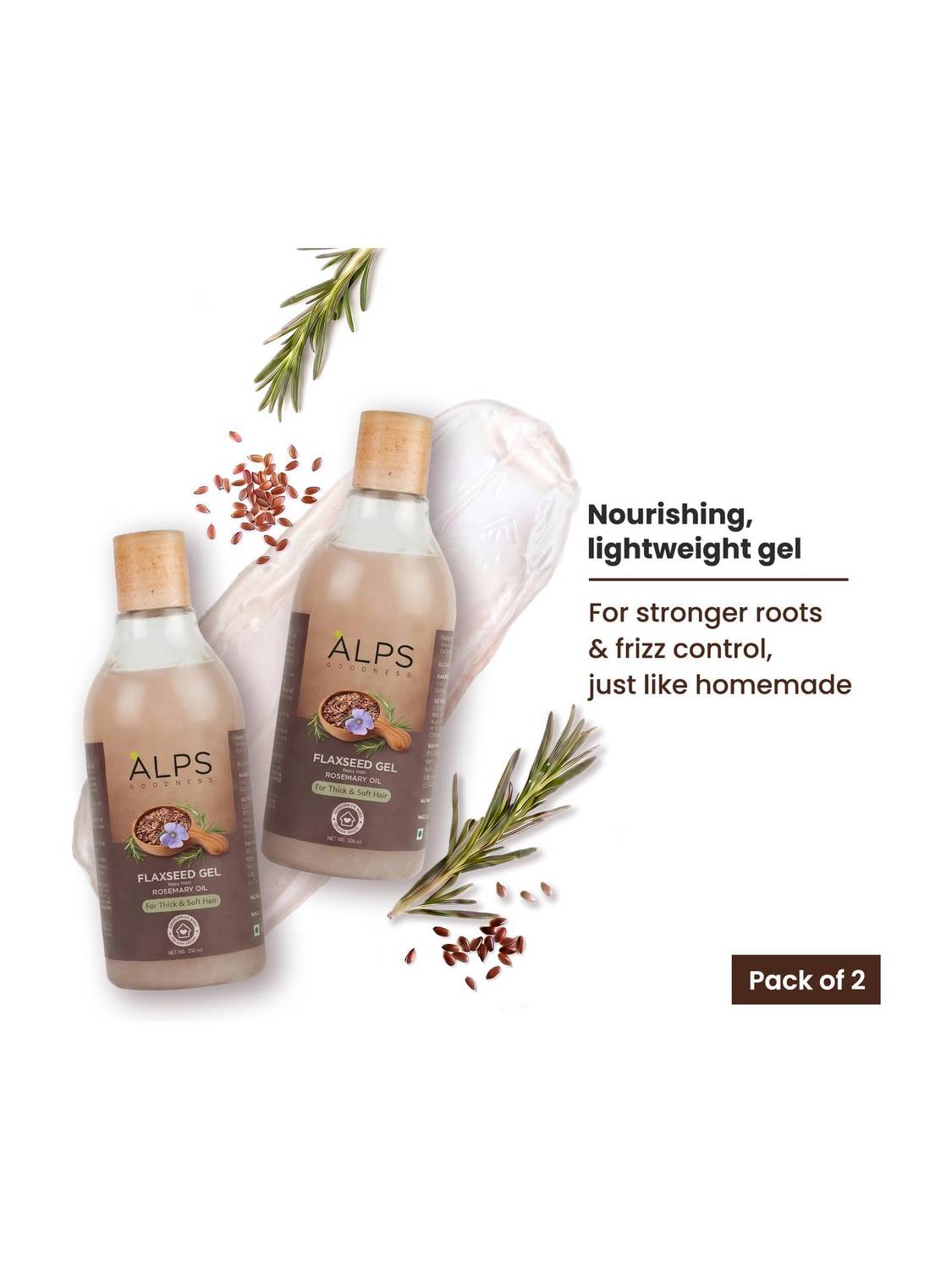 Alps Goodness Rosemary, Hibiscus & Flaxseed Hair Gel | Hair Mask for Strong & Soft Hair
