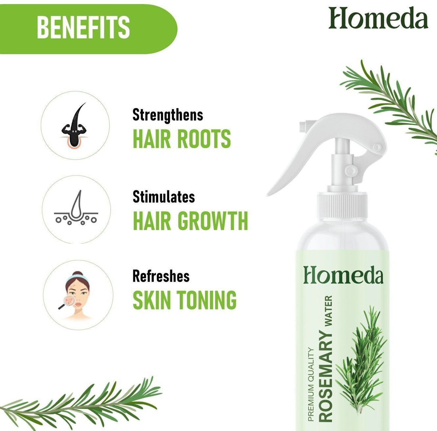 Image of Homeda Rosemary Water for Hair Growth, Rose mary water spray Rose marry Rose Merry Mist