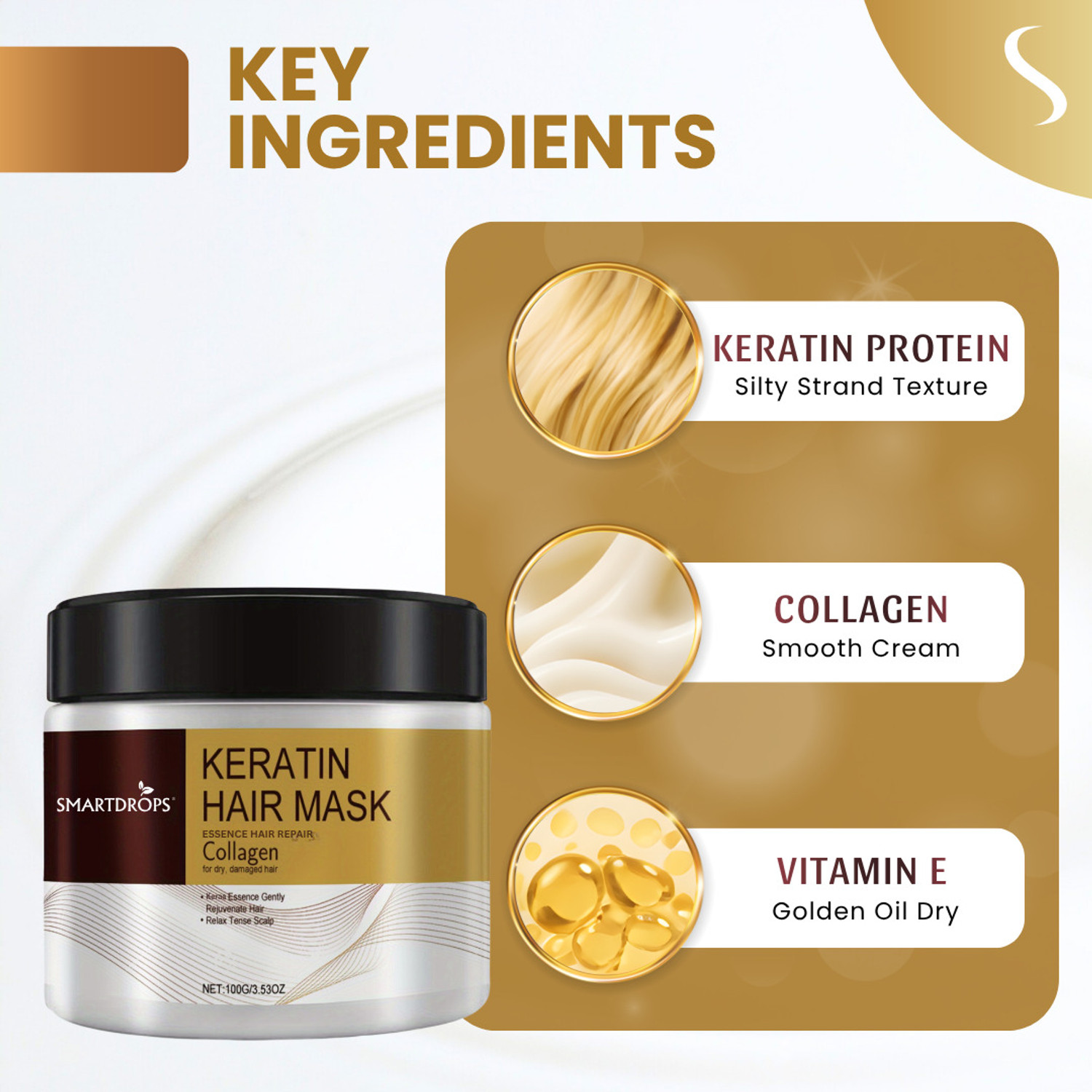 Image of smartdrops Keratin Hair Treatment Mask For Dry & Damaged Hair | Hair Mask |