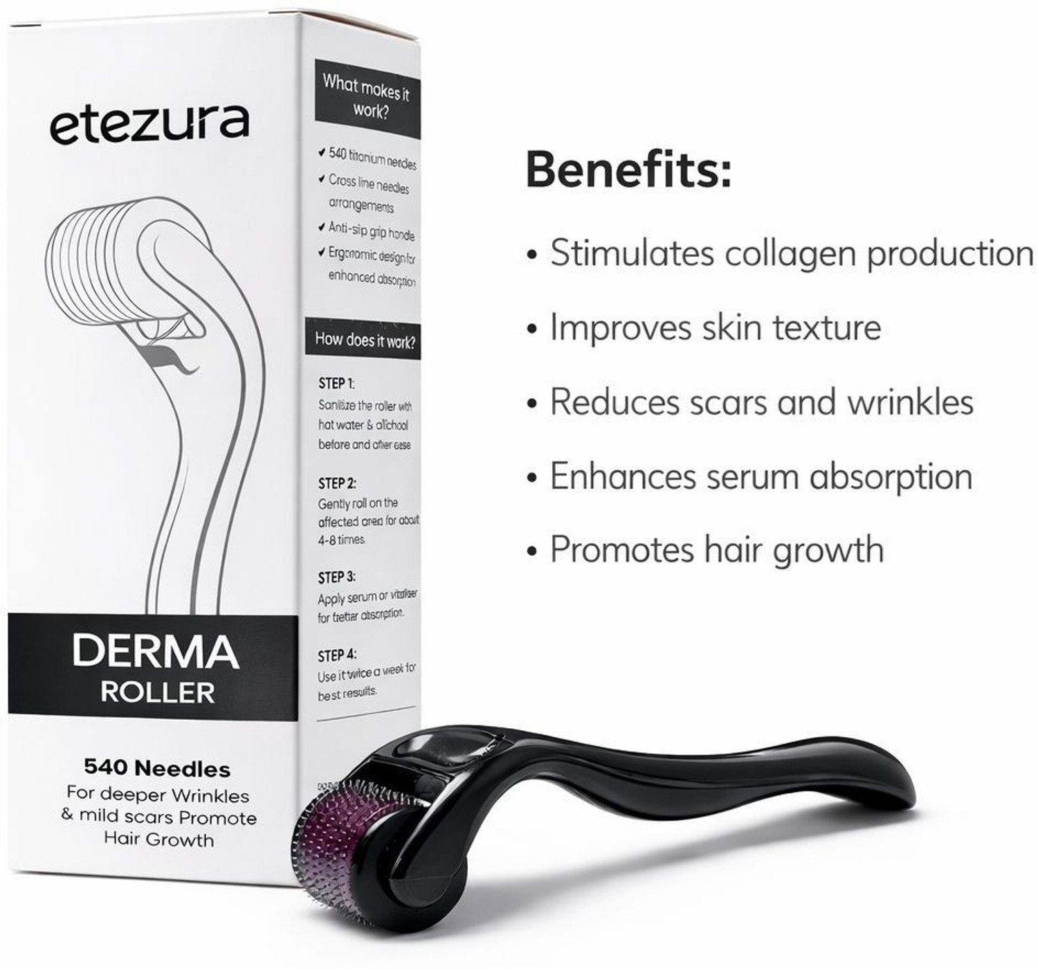 Image of Etezaxist derma roller 0.5mm for face | Titanium Derma Roller For Anti-aging, Anti-wrinkle, Acne Scar Removal