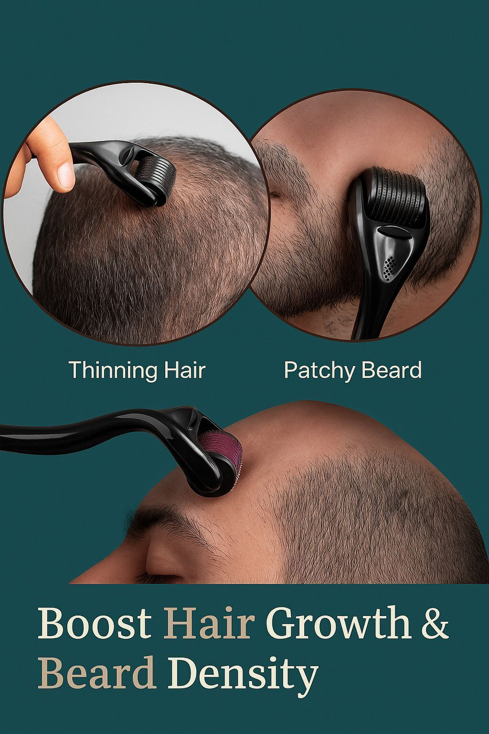 Image of Rudsaa Derma Roller 0.5mm for Face, Hair & Beard Growth | 540 Titanium Microneedle Tool