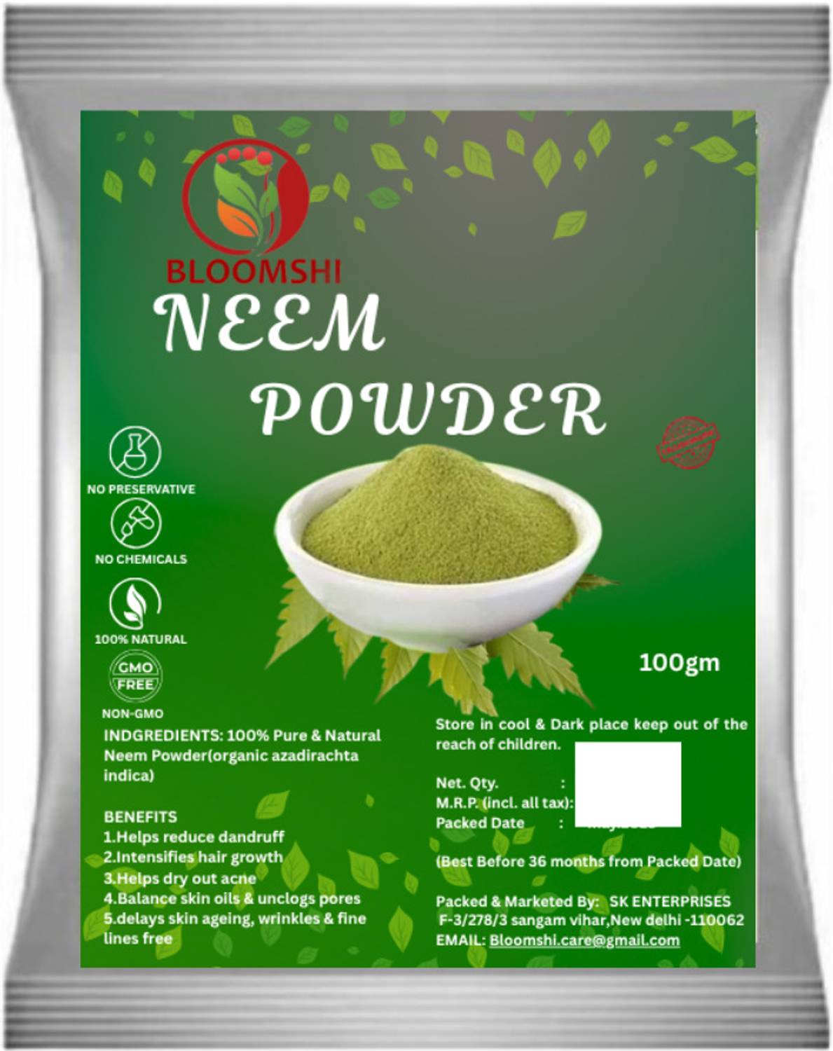 BLOOMSHI 100% Natural Neem Powder