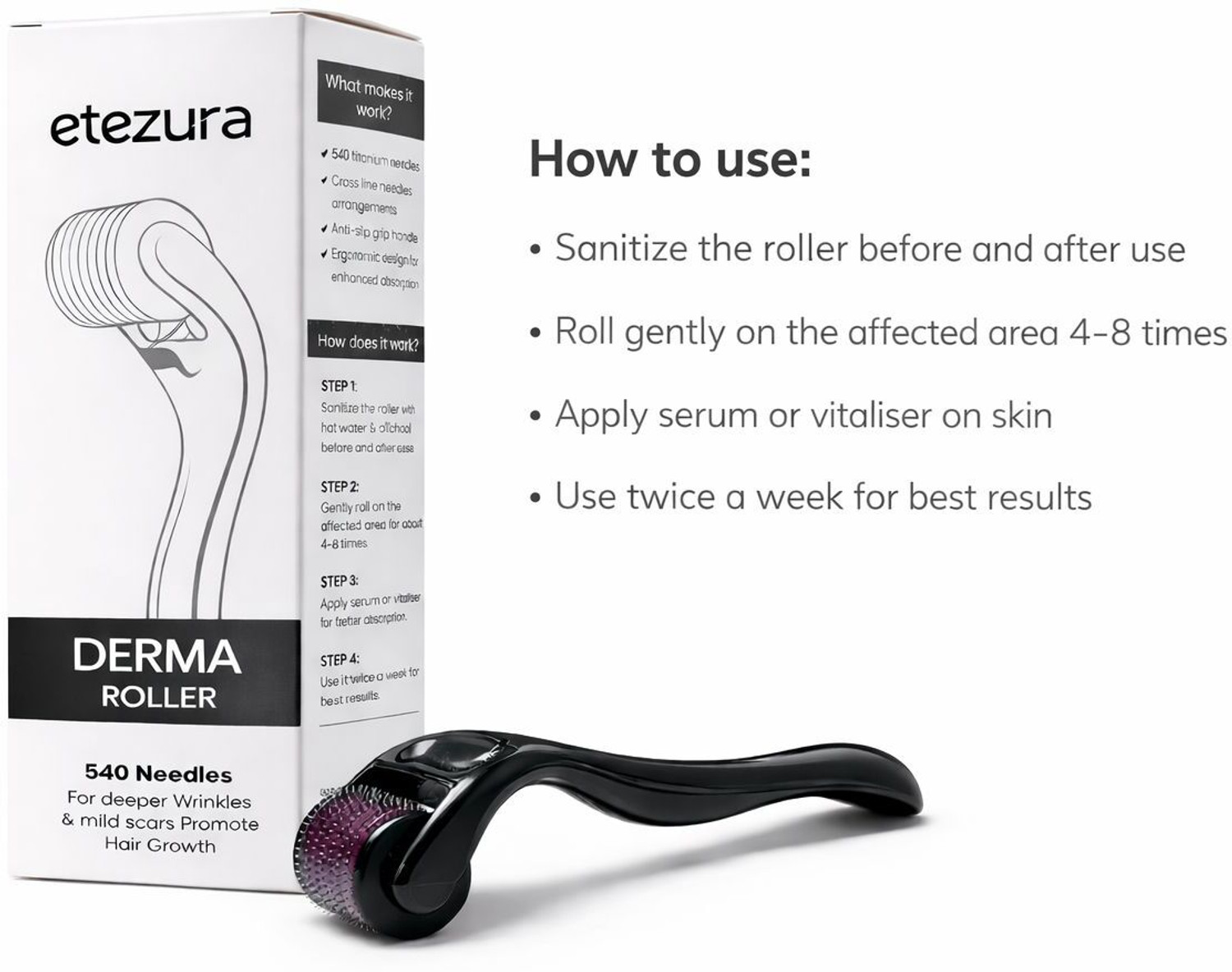 Image of Etezaxist derma roller 0.5mm for face | Titanium Derma Roller For Anti-aging, Anti-wrinkle, Acne Scar Removal