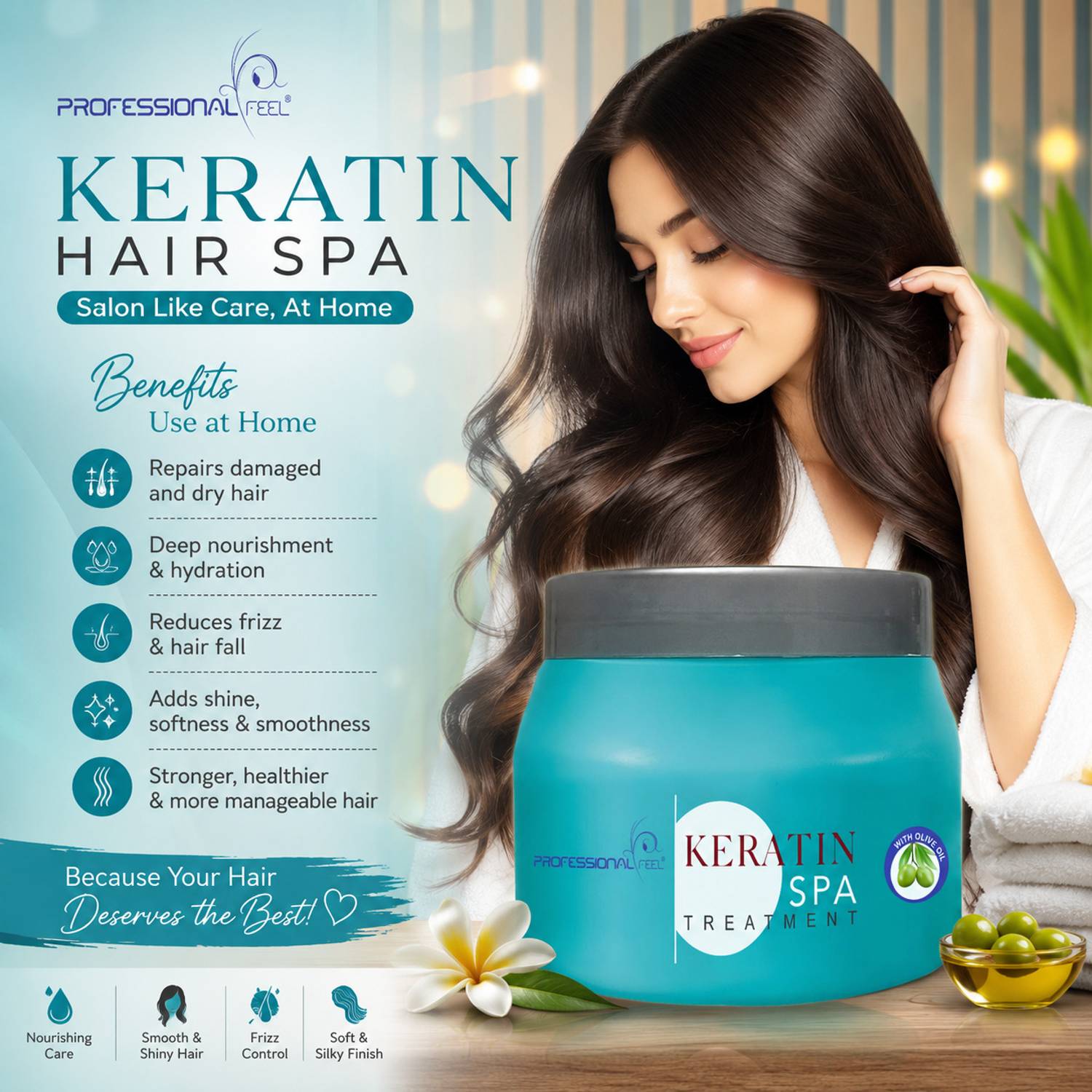 PROFESSIONAL FEEL Keratin Hair Spa Cream - Image 2