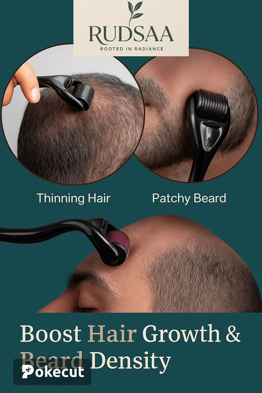 Image of Rudsaa Derma Roller 0.5mm for Face, Hair & Beard Growth | 540 Titanium Microneedle Tool