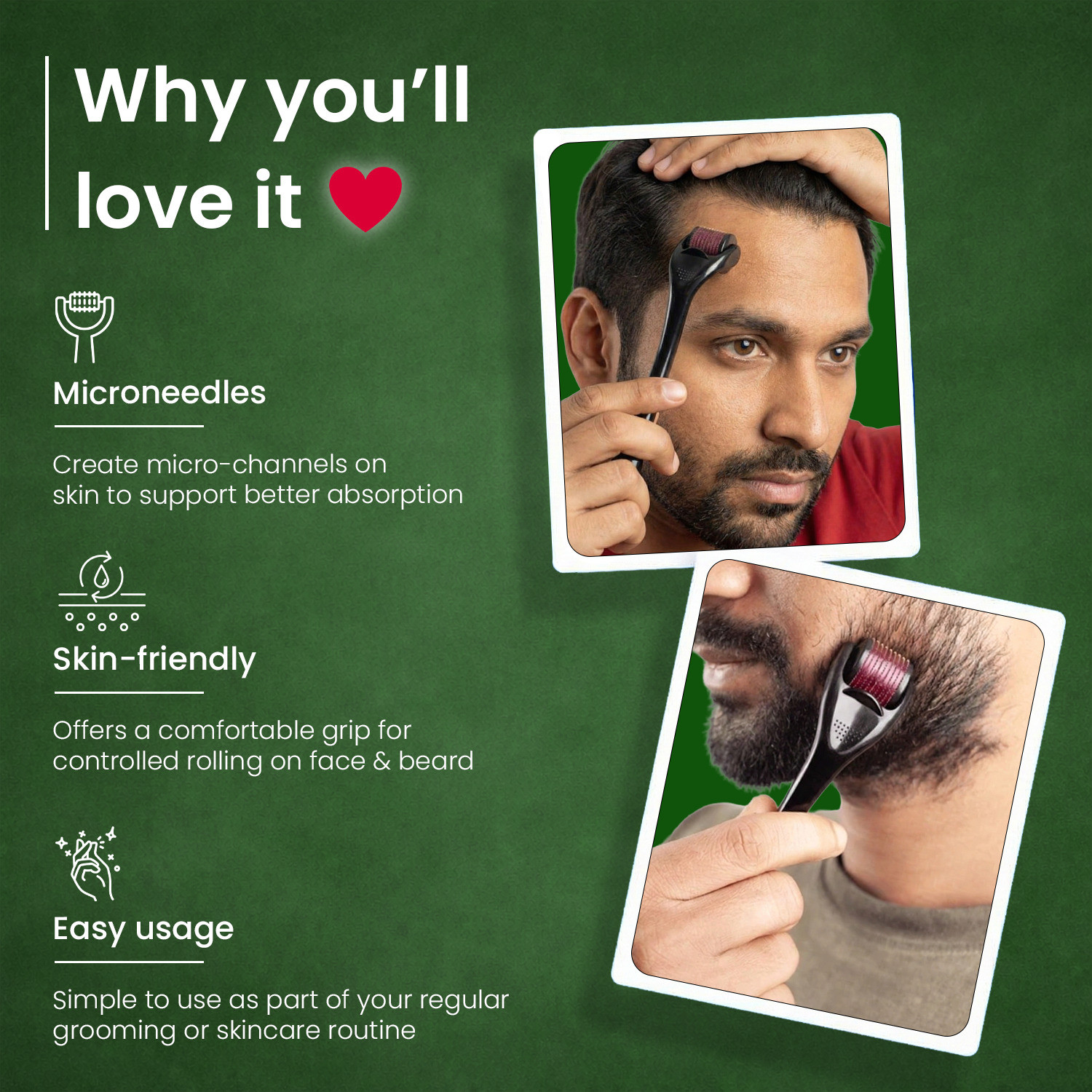 Image of VAA-U Beard Oil with Almond and Rosemary (30ml) and Derma Roller (0.5mm) (2 Items in the set)