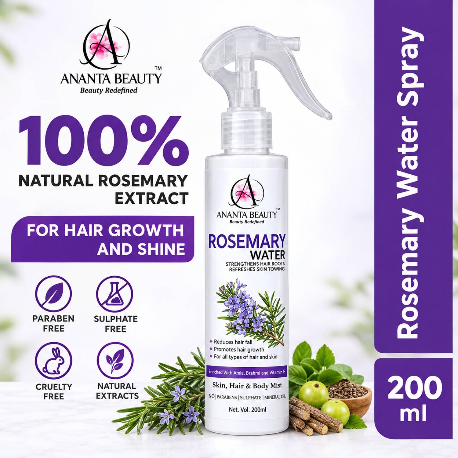 Ananta Beauty Rosemary Hair Spray (200ml)
