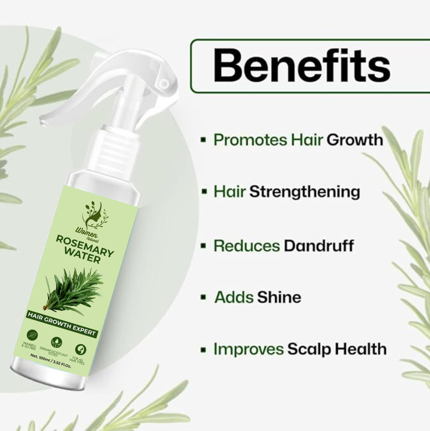 Image of women natural Rosemary Water Hair Spray for Hair Growth, Hair Fall Control 03
