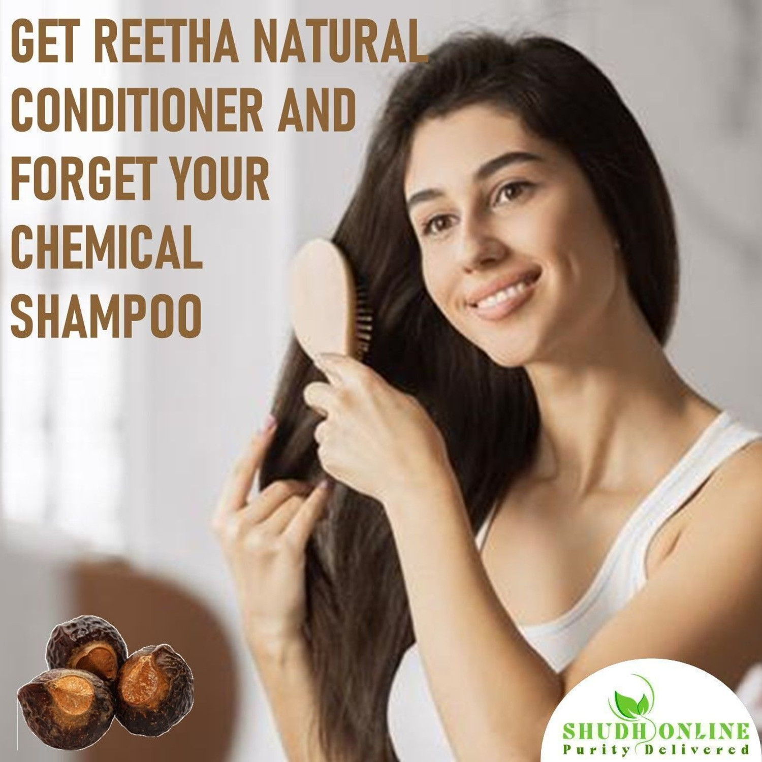 Image of Shudh Online Reetha Powder for Hair Growth Organic Seedless | Soapnut Powders | Kunkudukayalu