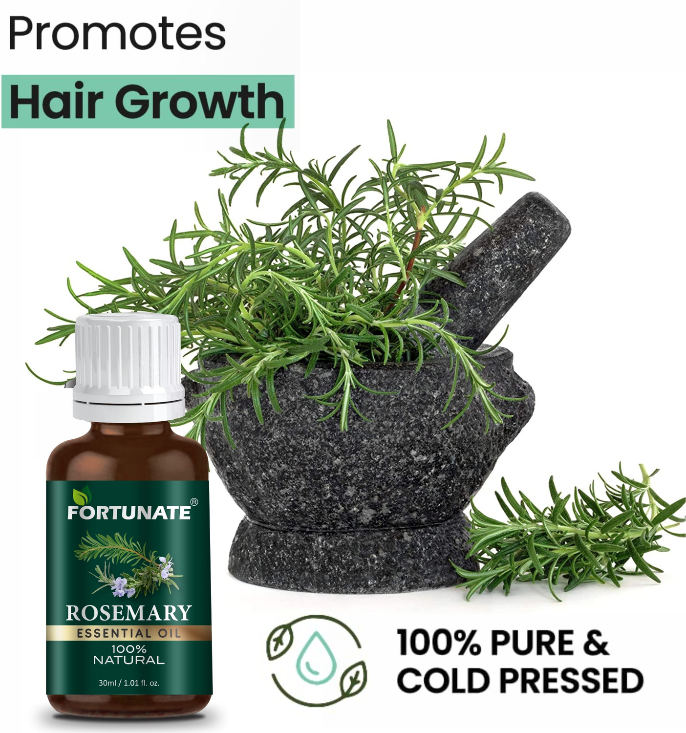 Image of FORTUNATE Rosemary Hair Essentials Oil 30ml - Rosemary Water Hair Spray 100ml - Combo Pack