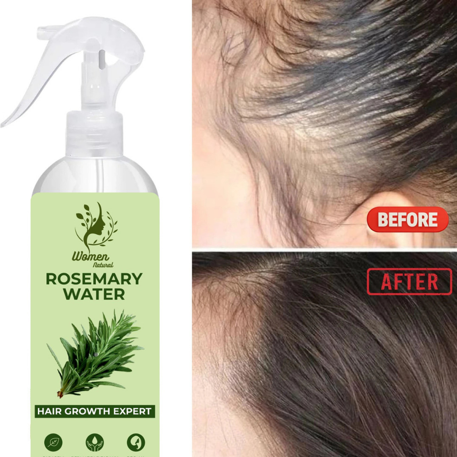 Image of women natural Rosemary Water Hair Spray for Hair Growth, Hair Fall Control 02