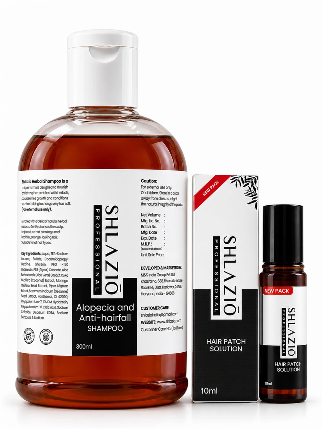 shlazio Hair Patch Solution and Shampoo Combo Pack | 10ML + 300ML