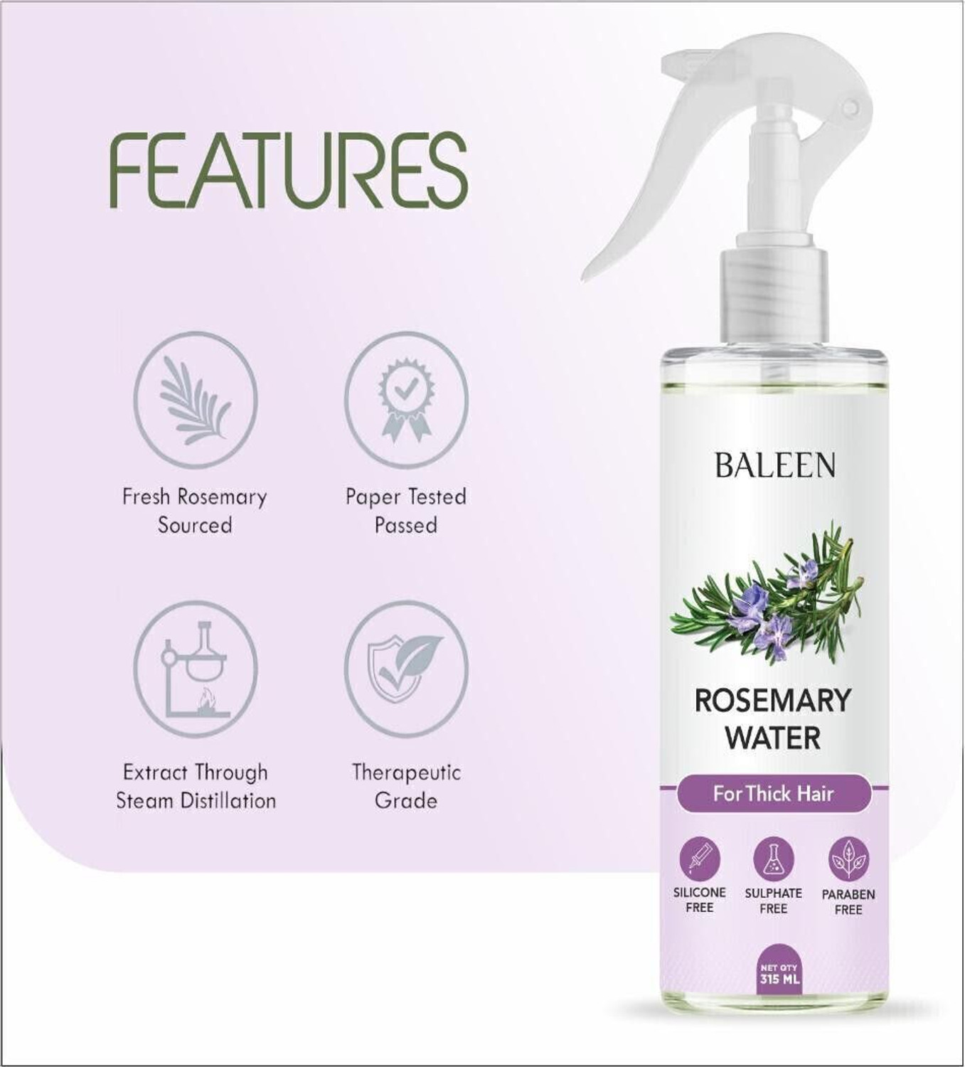 Image of BALEEN Rosemary Water Spray For Hair Repairs, Hair Growth & Hair Fall Control-Pack of 1