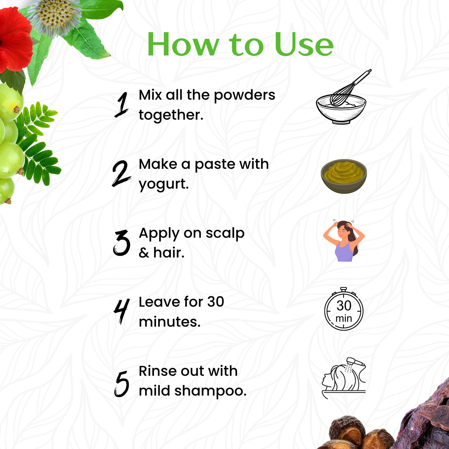 Image of Havintha Powder For Hair - each 250 Grams (Combo Pack of 5)