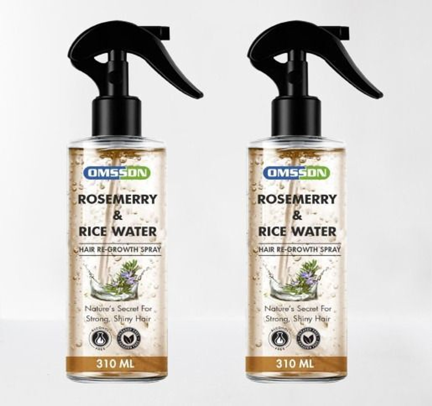 Image of OMSSDN Rosemary & Rice Water Spray for Hair Re-Growth, Hair Fall Control - 310 ml X 2