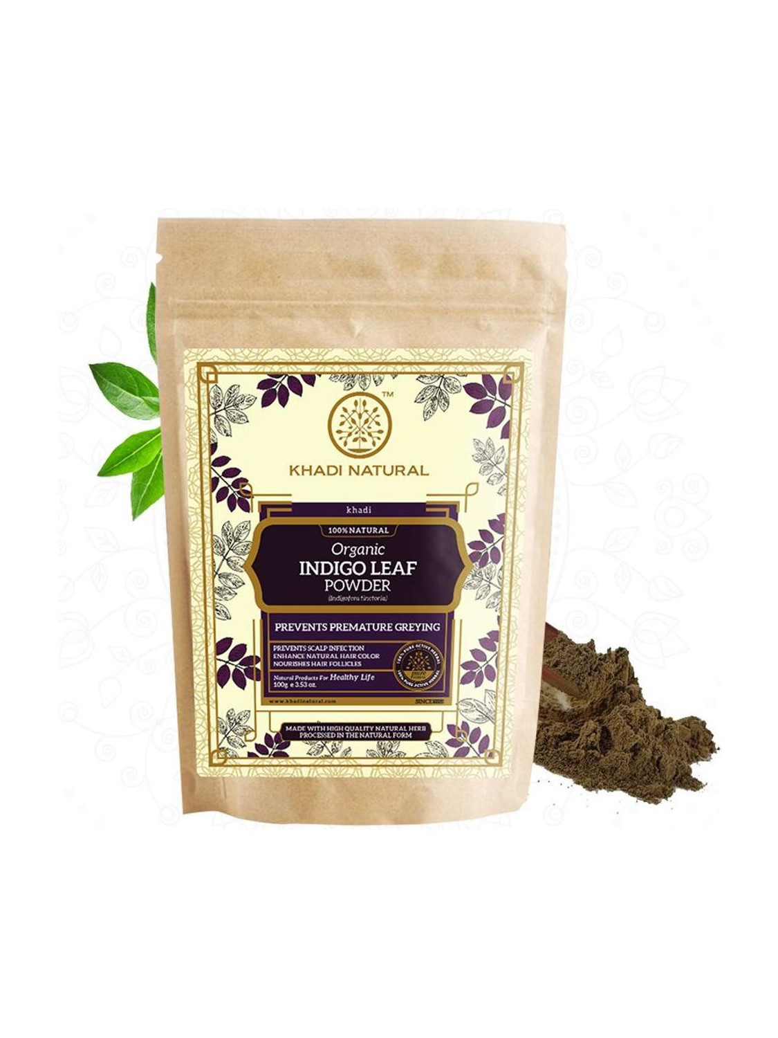 Image of KHADI NATURAL Indigo Leaf Powder for Natural Hair Care Use Daily Pack (100 g)