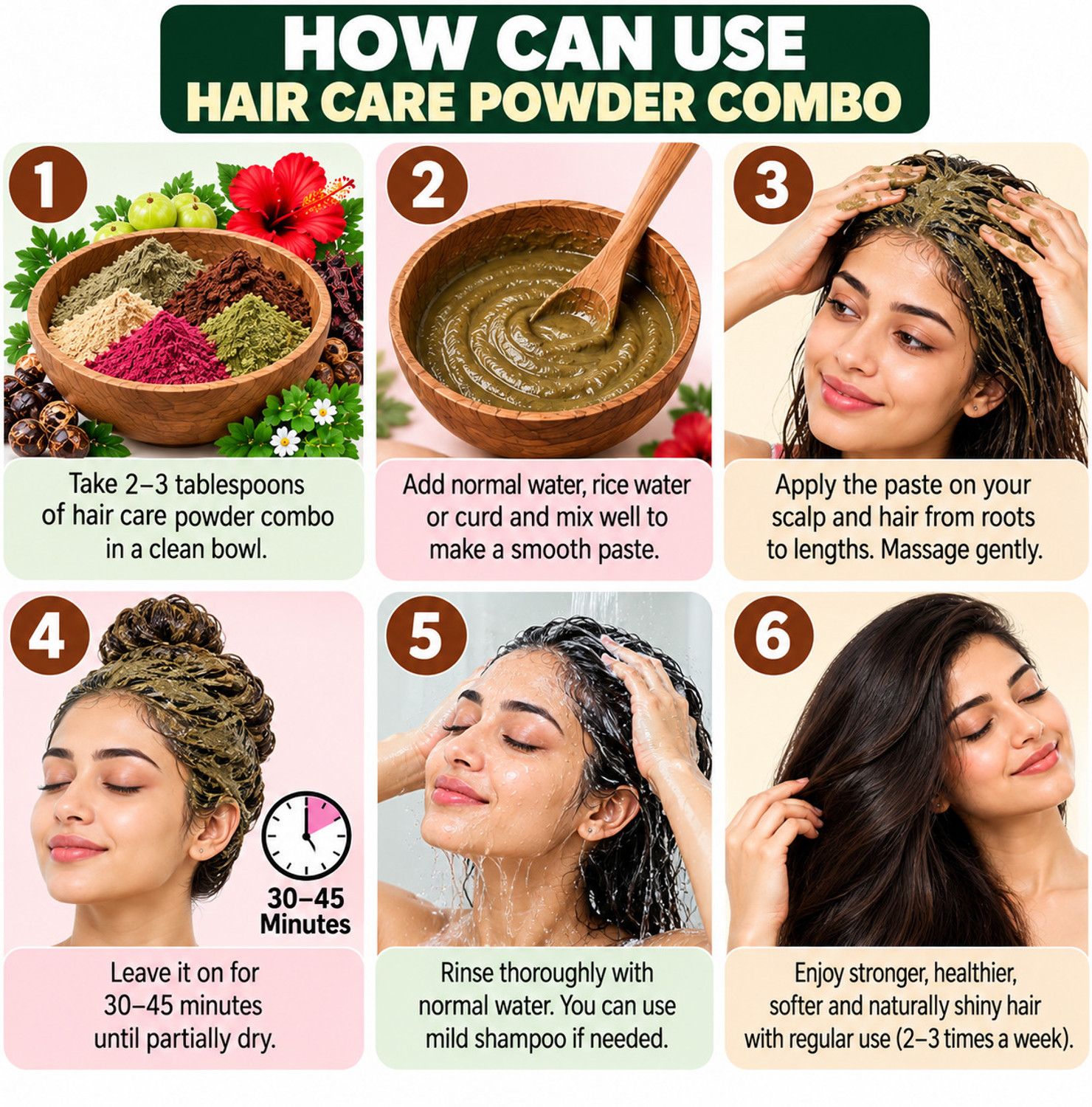 Image of Desi Goodness Rosemary Hibiscus Amla Reetha Shikakai Hair Growth Powder Pack (50g x5) (250 g)