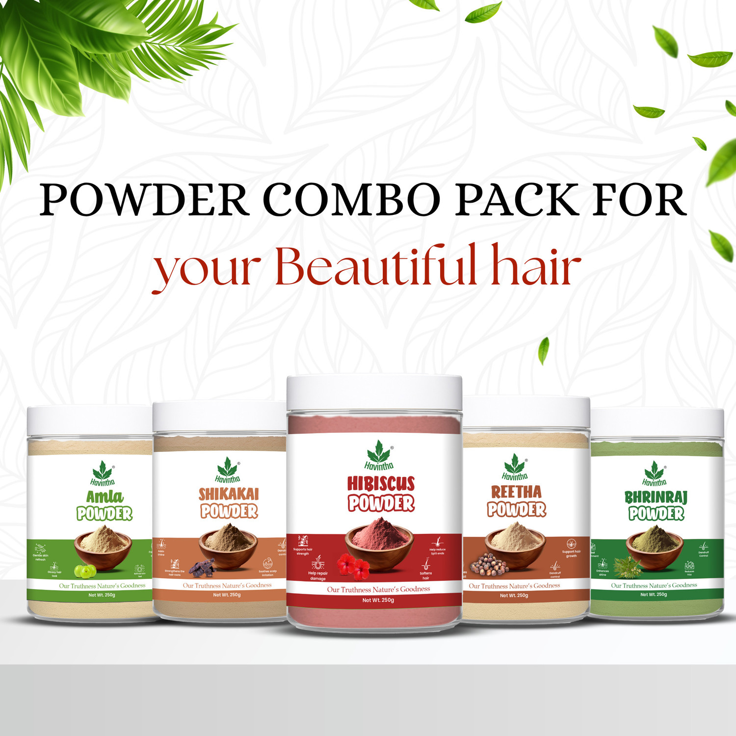 Image of Havintha Powder For Hair - each 250 Grams (Combo Pack of 5)
