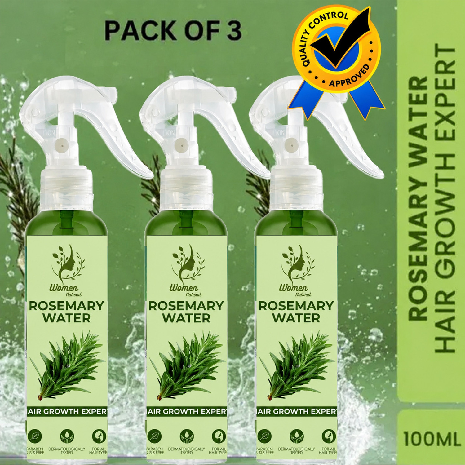 Image of women natural Rosemary Water Hair Spray for Hair Growth, Hair Fall Control 03