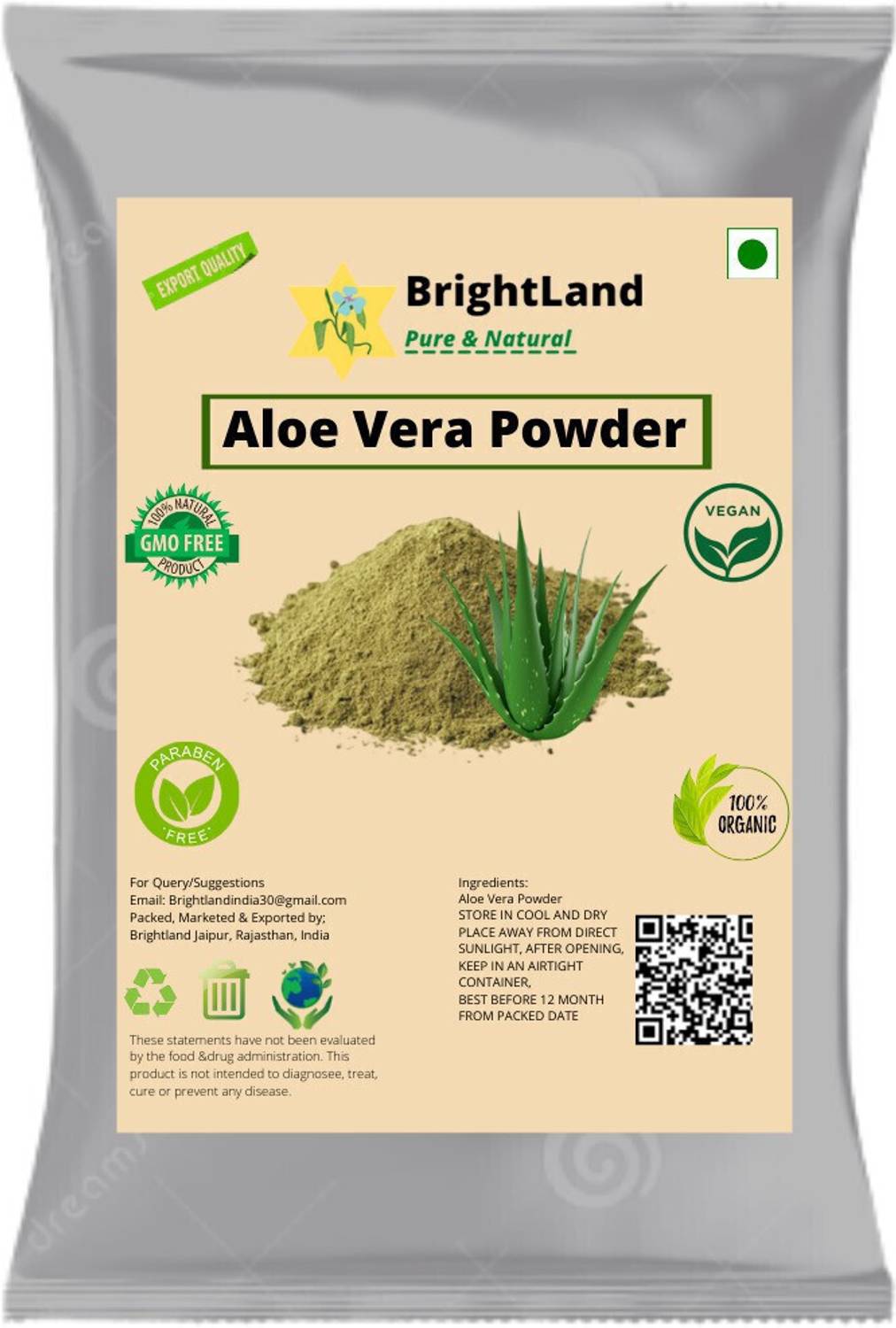 Brightland Pure&Natural Aloe vera powder