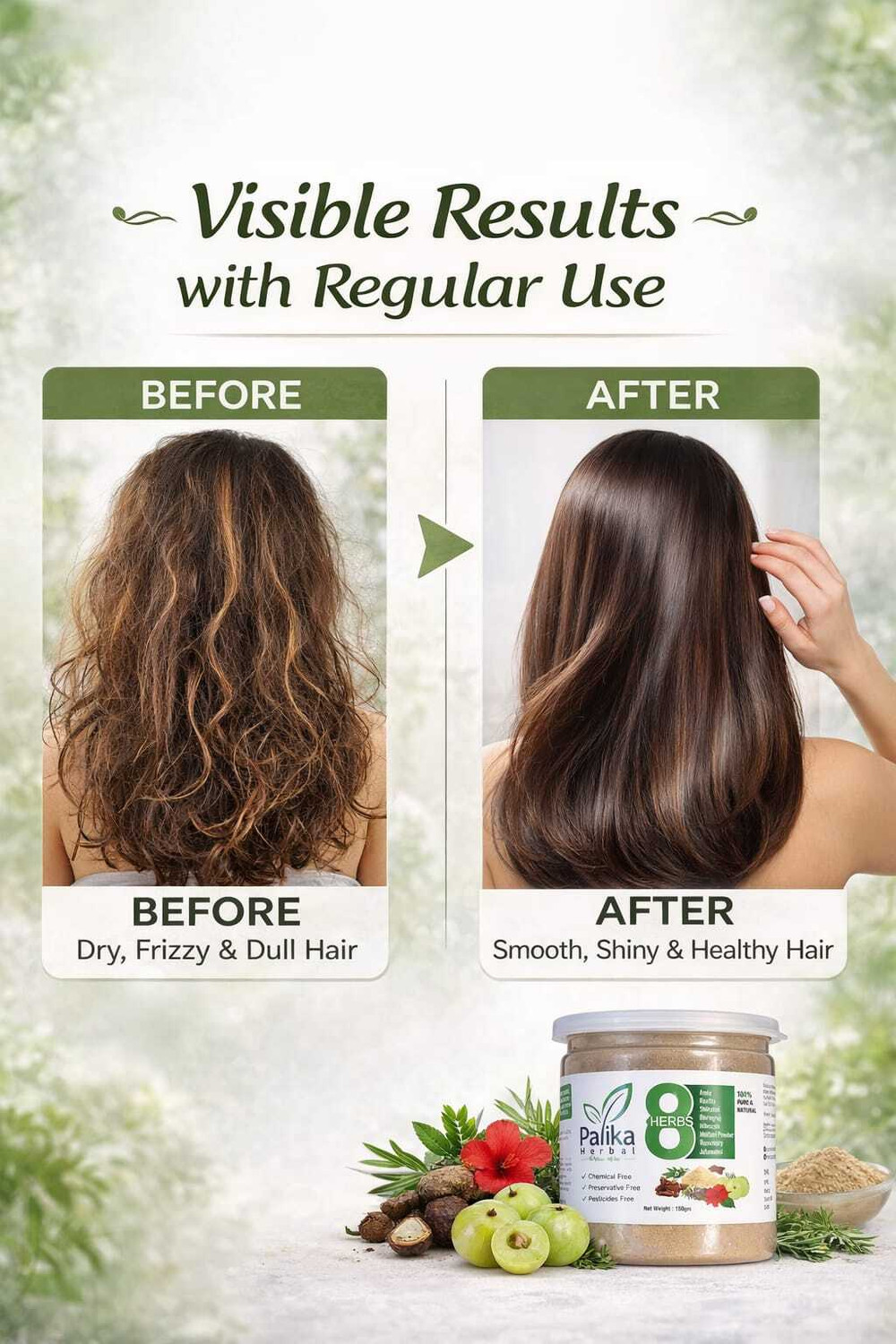 Image of Palika Herbal Amla Reetha Shikakai Bhringraj Hibiscus Rosemary & Methi Natural Shampoo Powder