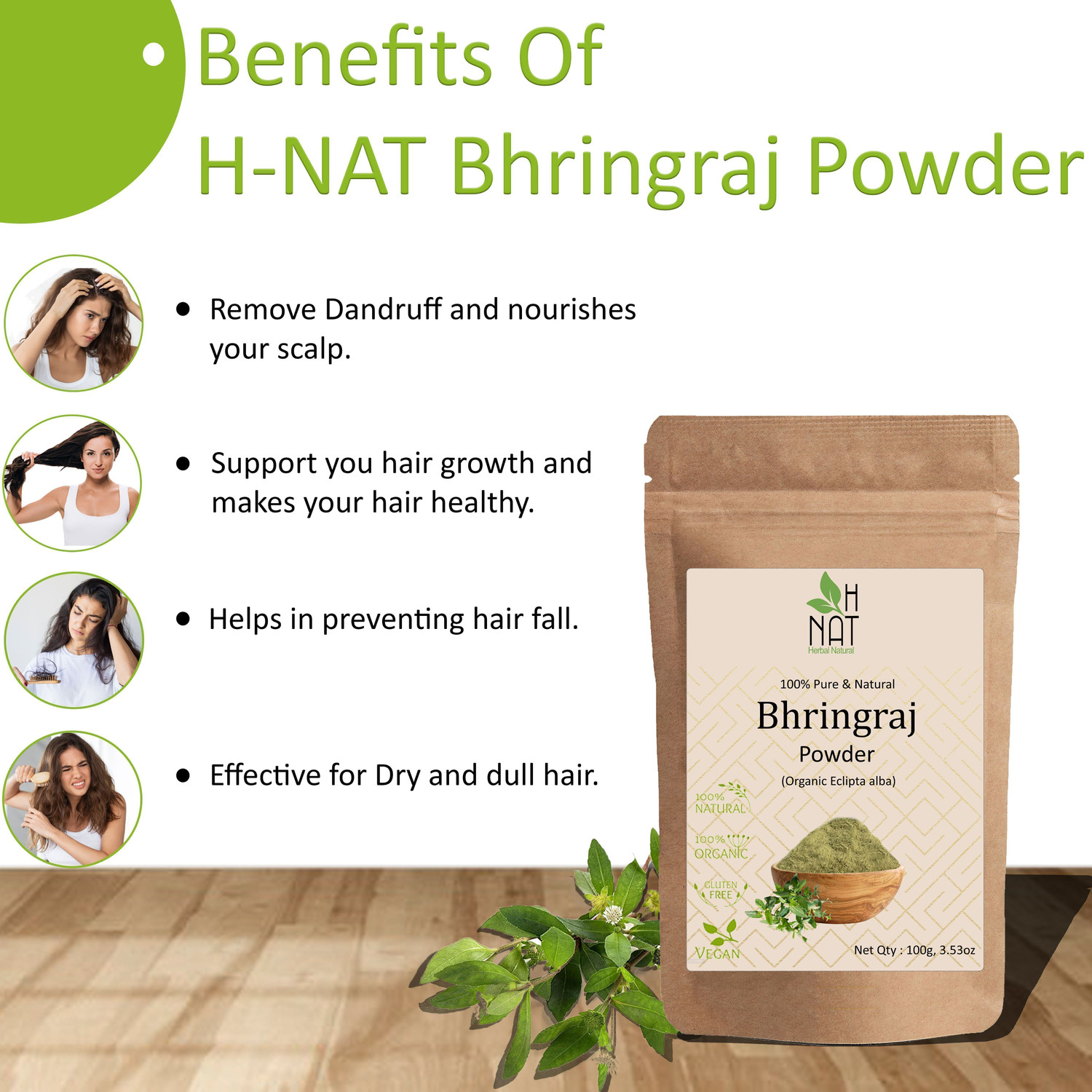 Image of H NAT Amla, Reetha, Shikakai, Bhringraj Powder - Hair Pack Combo Pack