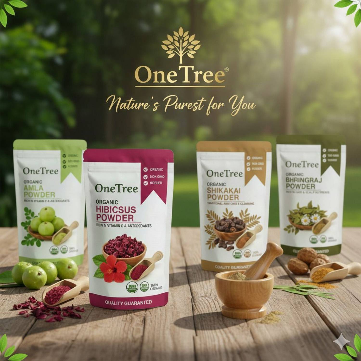 Onetree Amla, Reetha, Shikakai, Hibiscus, Bhringraj Powder for Hair - Image 3