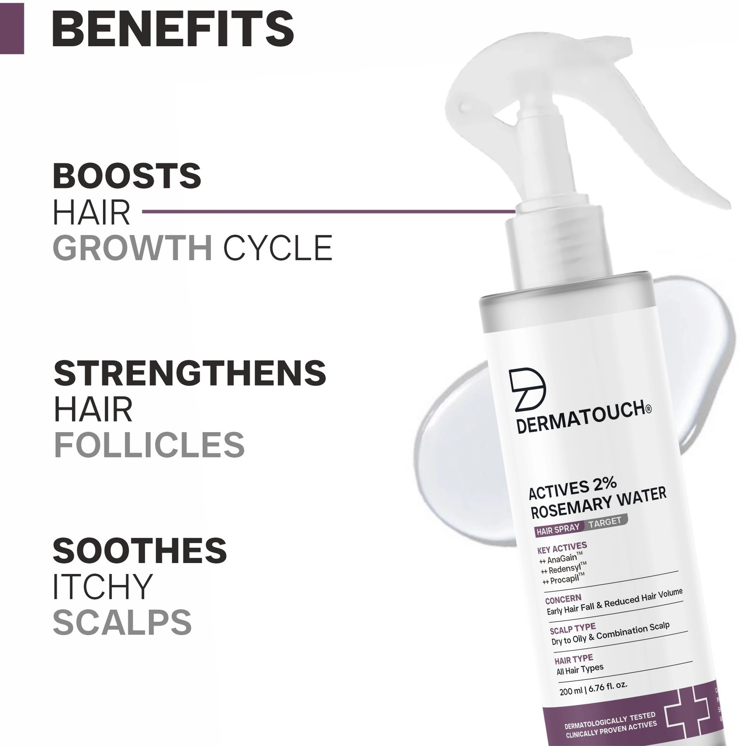 Image of Dermatouch ACTIVES 2% ROSEMARY WATER HAIR SPRAY
