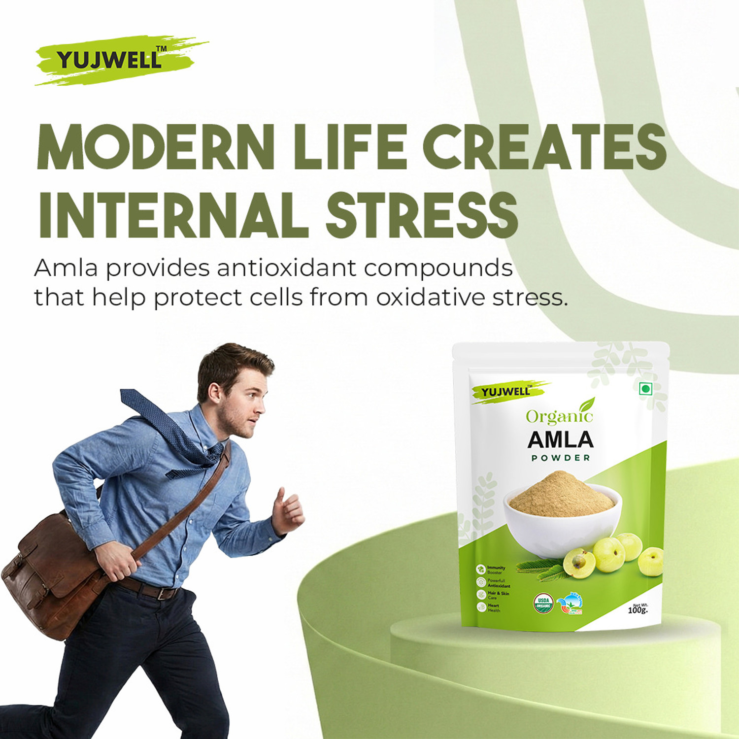 Image of YUJWELL Organic Amla Powder | Hair, Skin & Immunity Care (400 g)