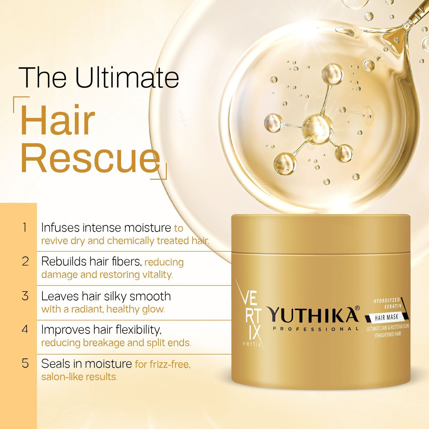 Image of Yuthika Professional Vertix Hair Mask, Deep Nourishment & Repair Chemically Treated Hair