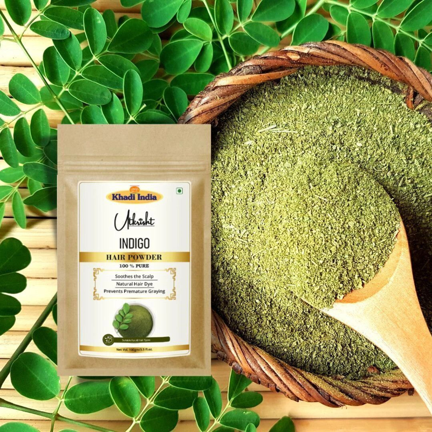 Image of Utkrisht Indigo Leaf Powder for Black hair | Natural hair color, Chemical free