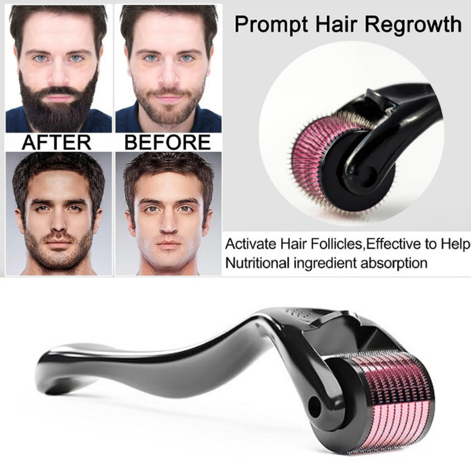 Image of VILFLY Mind Matters Beard Growth Roller Derma Roller 1.00mm Hair Growth Stimulator