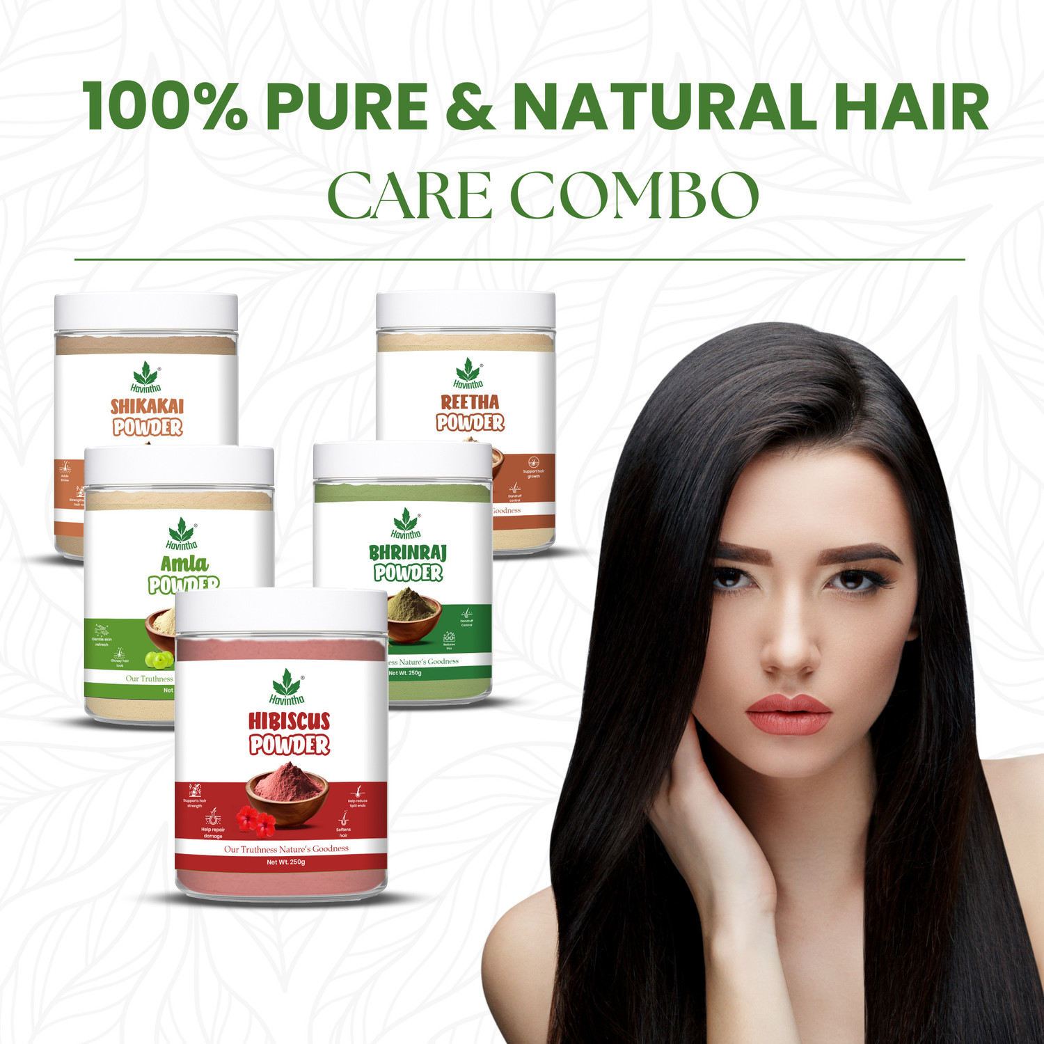 Image of Havintha Powder For Hair - each 250 Grams (Combo Pack of 5)