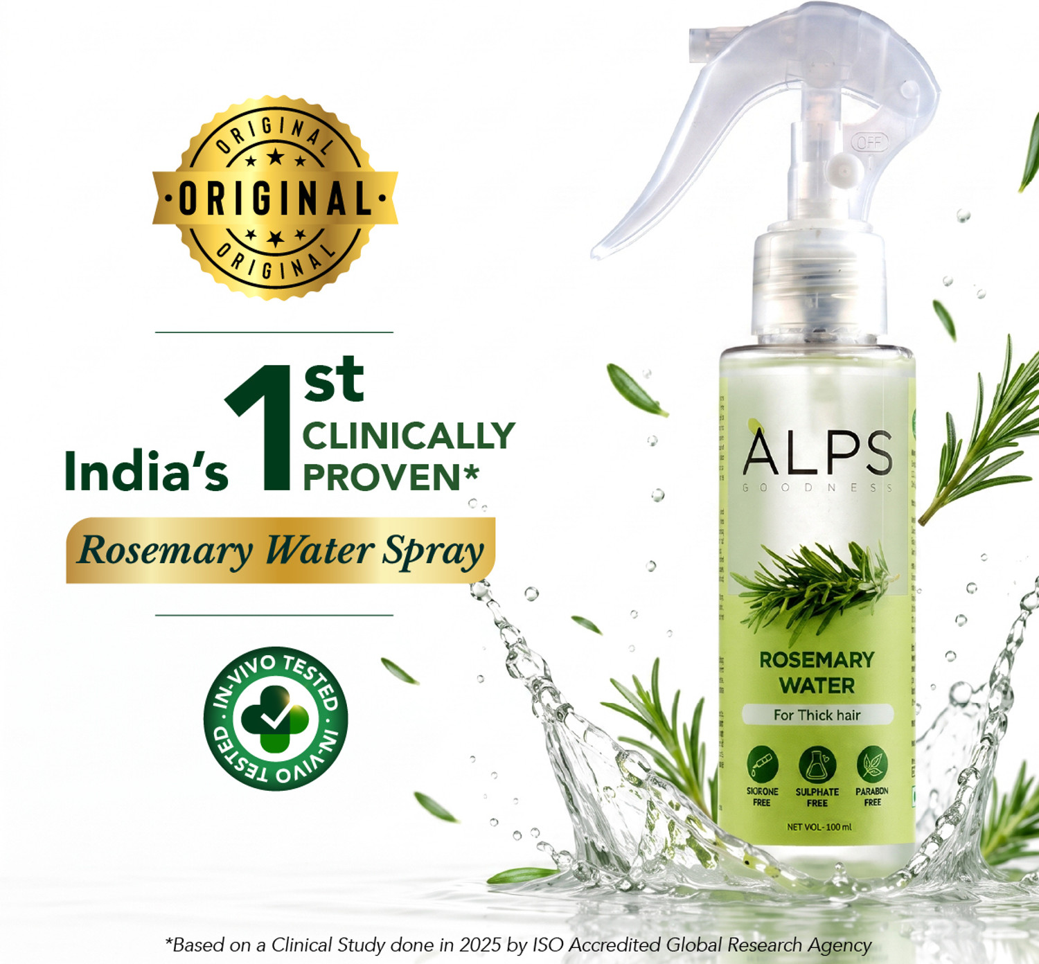 Image of Alps Goodness Rosemary Water for Hair Growth, Hair Spray to Promote Regrowth & Reduce Hairfall