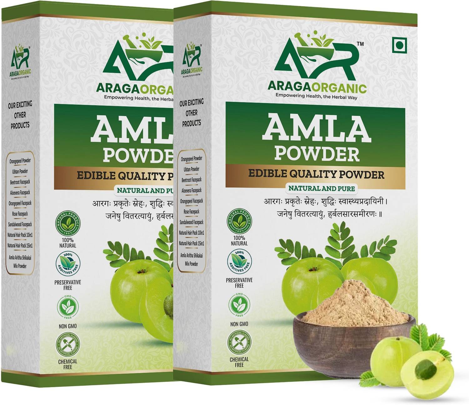 Araga Organic Amla Powder For Hair Growth, Eating & Drinking, No Chemical